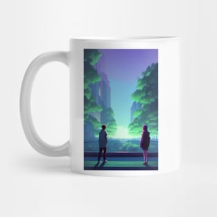 A Couple in Bridge Lofi Scenario Anime Landscape Mug